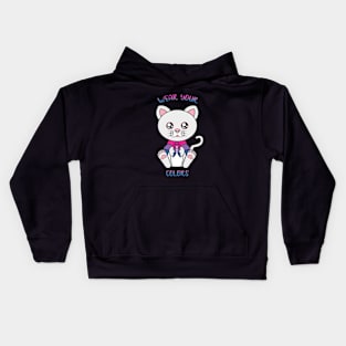 Bisexual flag, cute cat lgbt Kids Hoodie